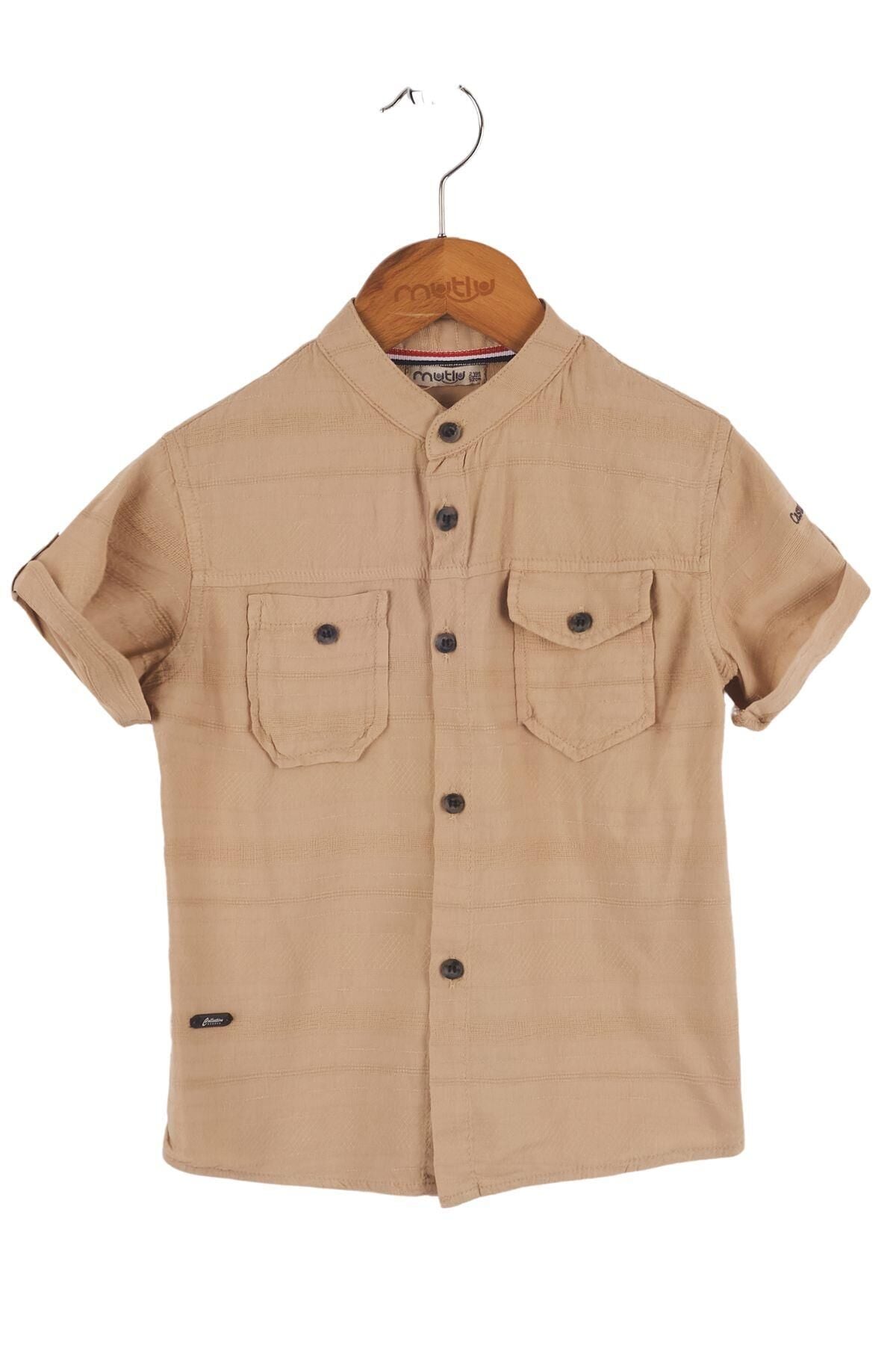 Mutlu Kids Kısa Kollu Erkek Çocuk Gömlek CAMEL - 6 Yaş