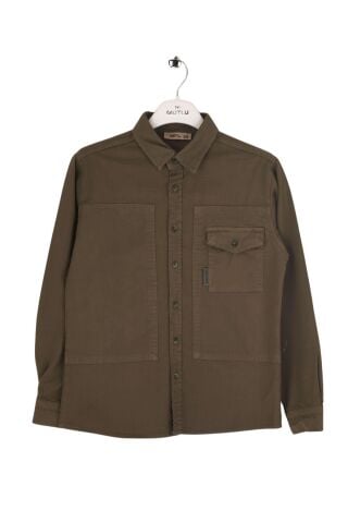 Mutlu Kids Erkek Çocuk Gabardin Gömlek Haki - 11 Yaş