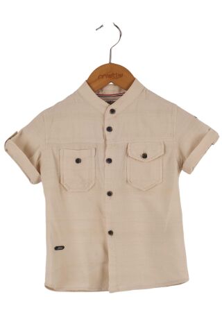 Mutlu Kids Kısa Kollu Erkek Çocuk Gömlek Bej - 7 Yaş