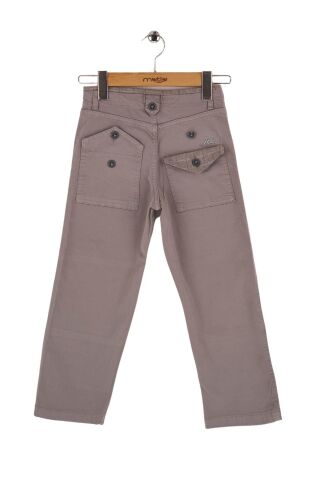 Mutlu Kids Baskı ve Cep Detaylı Erkek Çocuk Pantolon Gri - 11 Yaş
