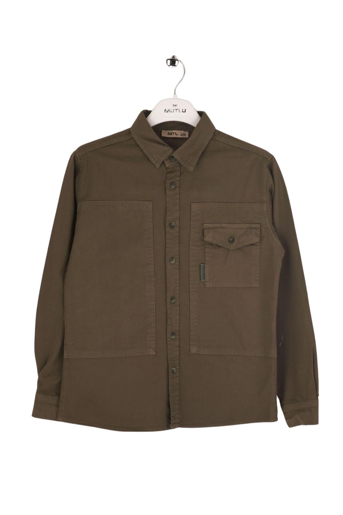 Mutlu Kids Erkek Çocuk Gabardin Gömlek Haki - 14 Yaş