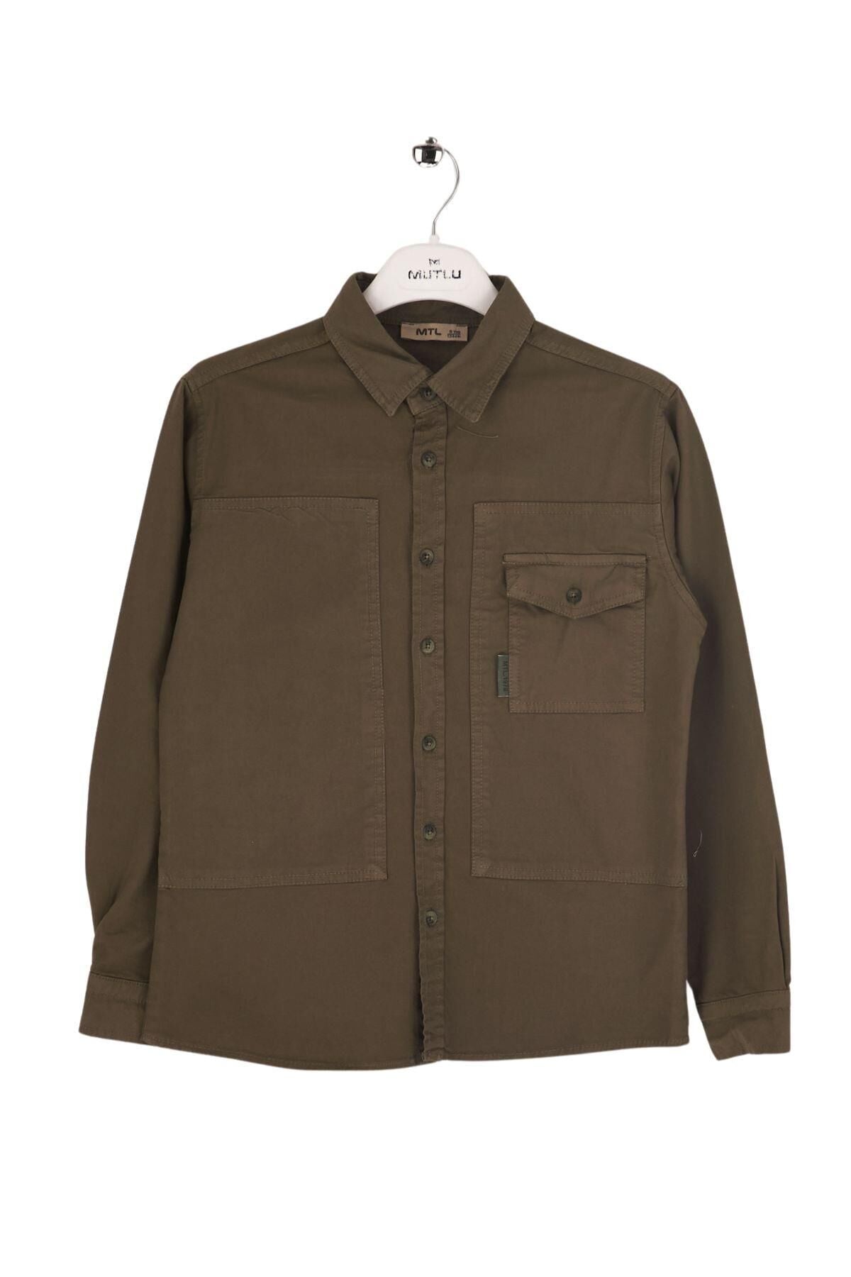 Mutlu Kids Erkek Çocuk Gabardin Gömlek Haki - 15 Yaş