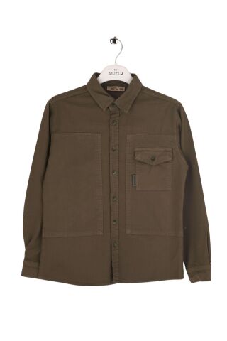 Mutlu Kids Erkek Çocuk Gabardin Gömlek Haki - 15 Yaş
