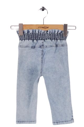 Mutlu Kids Beli Lastikli Kız Bebek Kot Pantolon AÇIK MAVİ KAR - 24-30