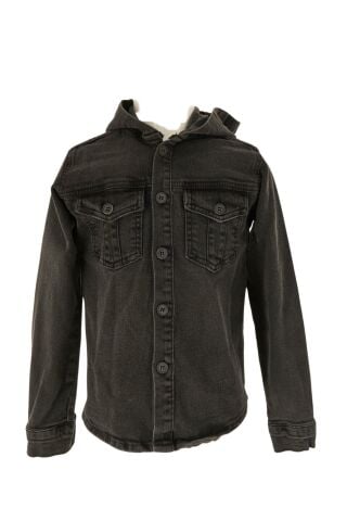 Mutlu Kids Erkek Çocuk Kapüşonlu Kot Gömlek Ceket Füme - 6 Yaş