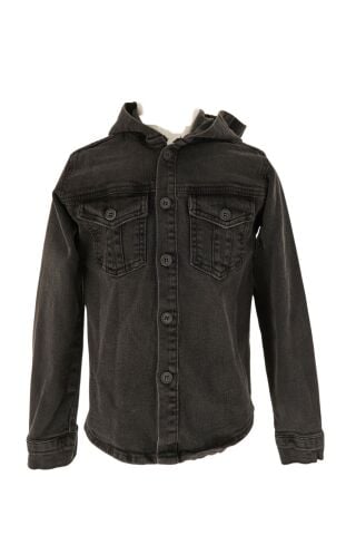 Mutlu Kids Erkek Çocuk Kapüşonlu Kot Gömlek Ceket Füme - 6 Yaş