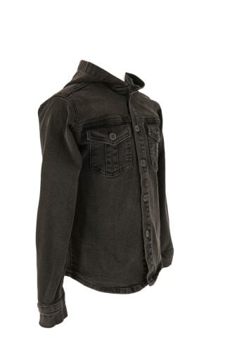 Mutlu Kids Erkek Çocuk Kapüşonlu Kot Gömlek Ceket Füme - 6 Yaş