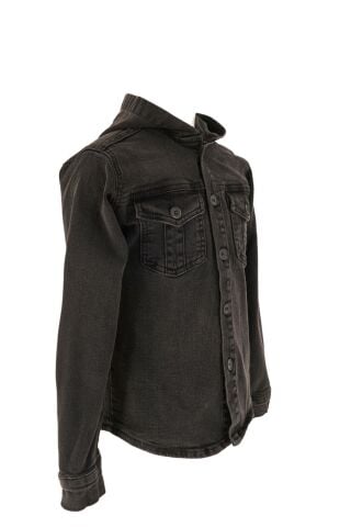 Mutlu Kids Erkek Çocuk Kapüşonlu Kot Gömlek Ceket Füme - 6 Yaş