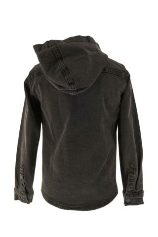 Mutlu Kids Erkek Çocuk Kapüşonlu Kot Gömlek Ceket Füme - 6 Yaş