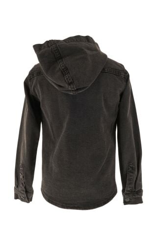 Mutlu Kids Erkek Çocuk Kapüşonlu Kot Gömlek Ceket Füme - 6 Yaş