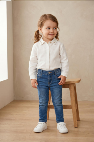 Mutlu Kids Kız Bebek Çocuk Kot Pantolon Açık Mavi - 5 Yaş