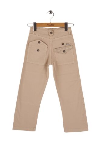 Mutlu Kids Baskı ve Cep Detaylı Erkek Çocuk Pantolon Krem - 8 Yaş