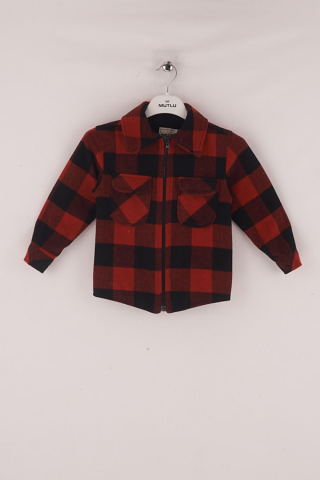 Mutlu Kids Oduncu Ekose Erkek Çocuk Fermuarlı Gömlek FÜME-SİYAH - 4 Yaş