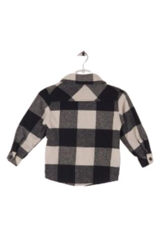 Mutlu Kids Oduncu Ekose Erkek Çocuk Fermuarlı Gömlek FÜME-SİYAH - 4 Yaş