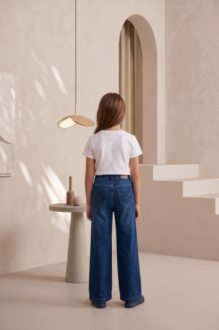 Mutlu Kids Wide Leg Kız Çocuk Pantolon ORTA MAVİ - 9 Yaş