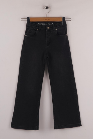 Mutlu Kids Wide Leg Kız Çocuk Pantolon Siyah - 7 Yaş