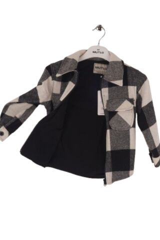 Mutlu Kids Oduncu Ekose Erkek Çocuk Fermuarlı Gömlek SİYAH-BEYAZ - 3 Yaş