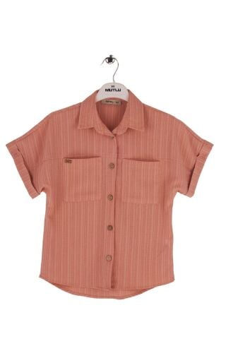 Mutlu Kids Kısa Kol Kız Çocuk Gömlek Pembe - 11 Yaş