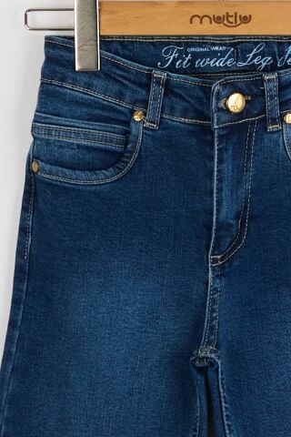 Mutlu Kids Wide Leg Kız Çocuk Pantolon ORTA MAVİ - 7 Yaş