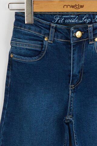 Mutlu Kids Wide Leg Kız Çocuk Pantolon ORTA MAVİ - 9 Yaş