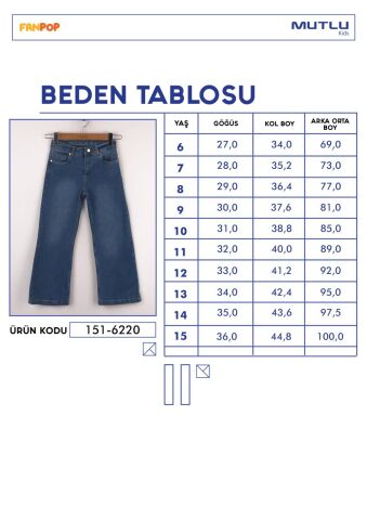 Mutlu Kids Wide Leg Kız Çocuk Pantolon ORTA MAVİ - 9 Yaş