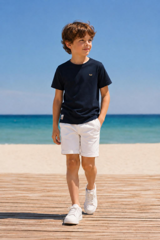 Mutlu Kids Bisiklet Yaka Kısa Kollu Erkek Çocuk Tişört Siyah - 4 Yaş