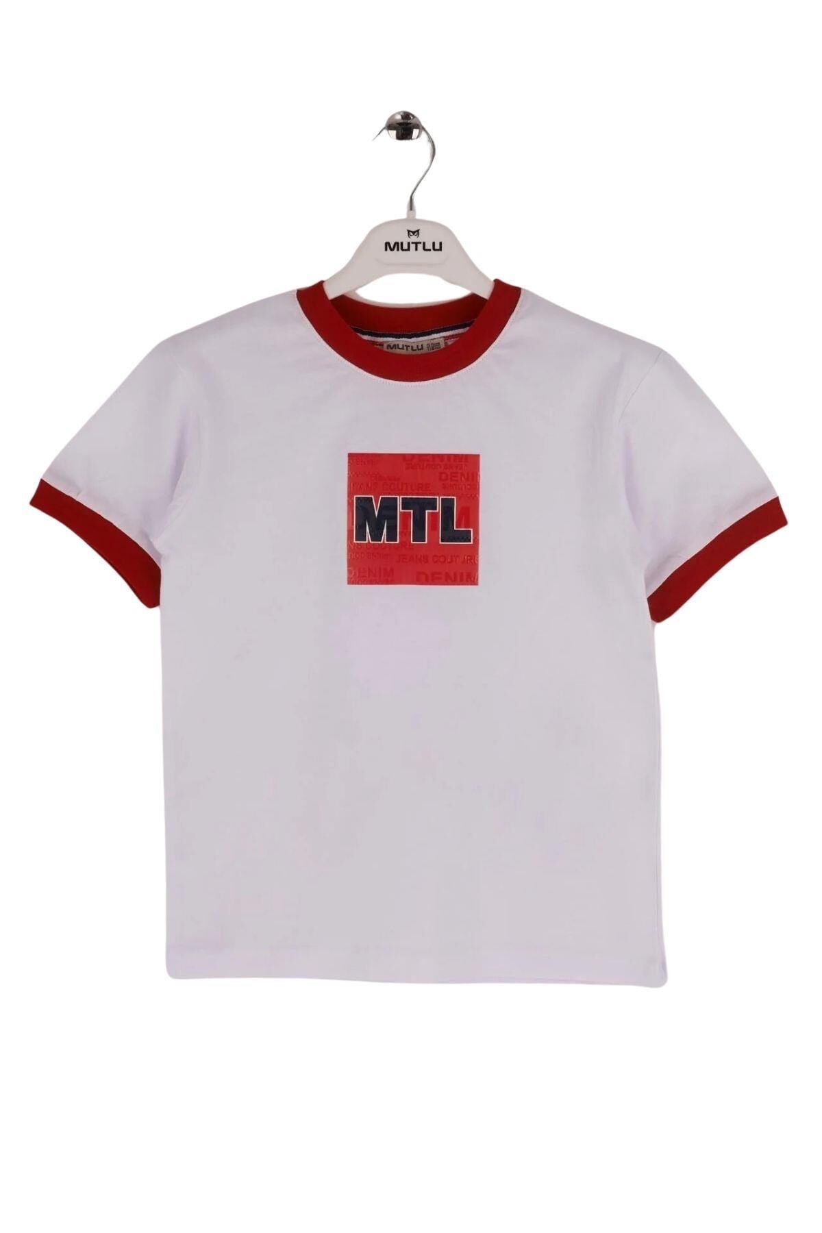Mutlu Kids Kısa Kollu Erkek Çocuk Tişört BEYAZ-KIRMIZI - 8 Yaş
