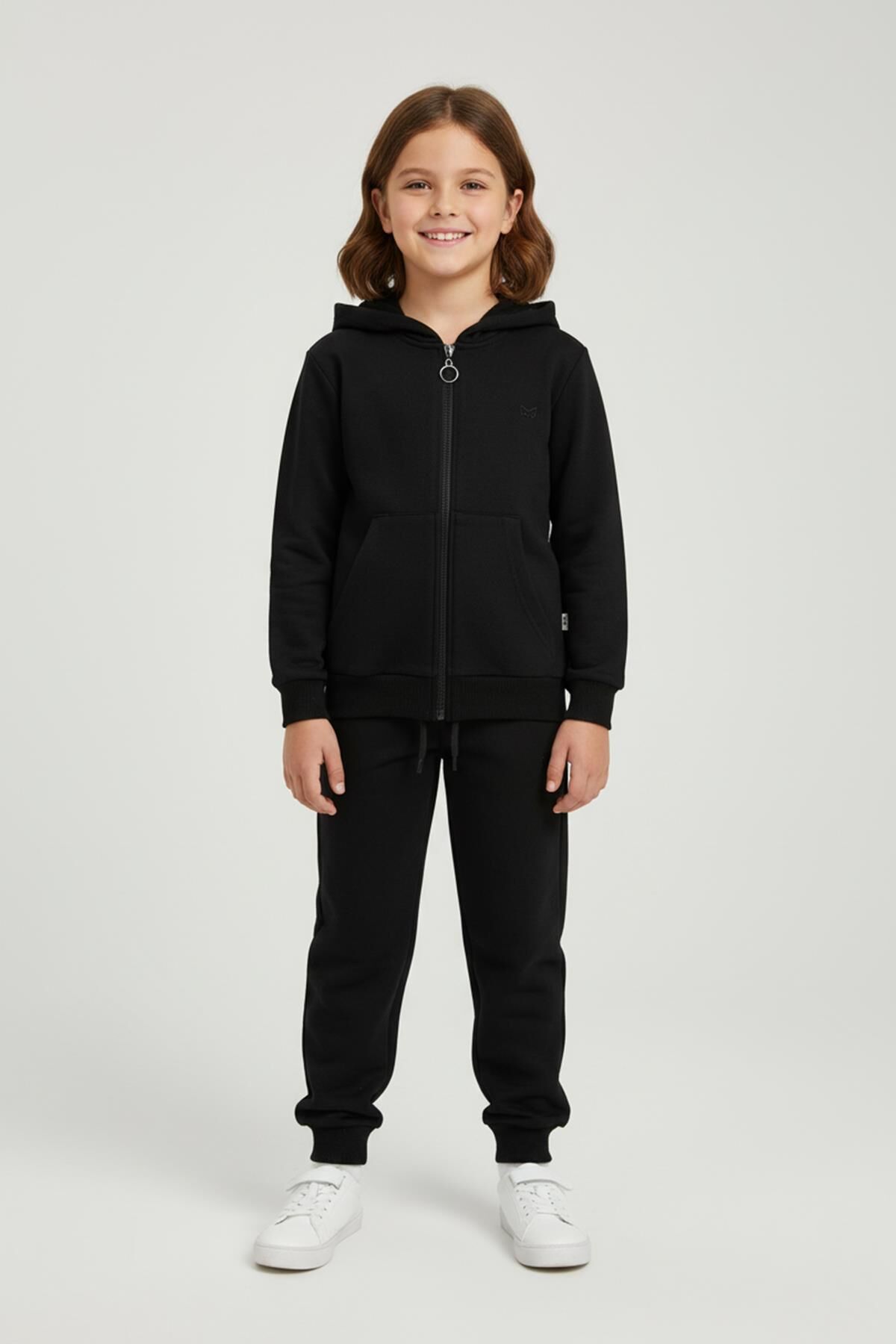 Baykuş Nakışlı Unisex 2'li Takım Siyah - 8 Yaş
