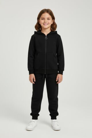 Baykuş Nakışlı Unisex 2'li Takım Siyah - 8 Yaş