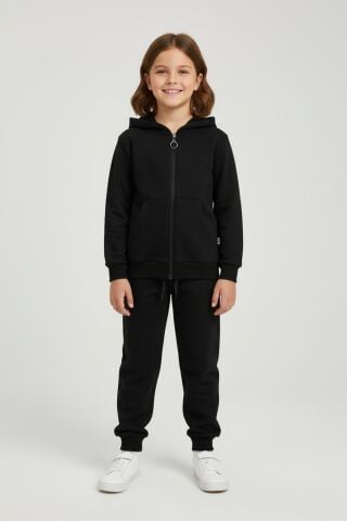 Baykuş Nakışlı Unisex 2'li Takım Siyah - 9 Yaş