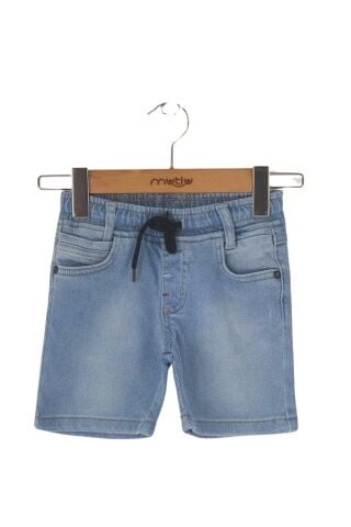 Mutlu Kids Lastikli Bel Erkek Çocuk Bebek Kot Şort BUZ MAVİ - 2 Yaş