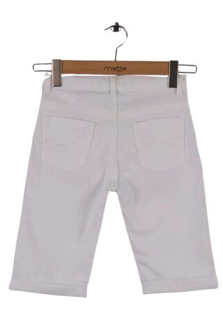 Mutlu Kids Cepli Erkek Çocuk Gabardin Kapri Şort Beyaz - 6 Yaş