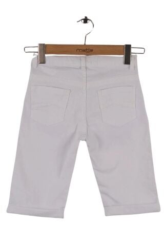 Mutlu Kids Cepli Erkek Çocuk Gabardin Kapri Şort Beyaz - 6 Yaş