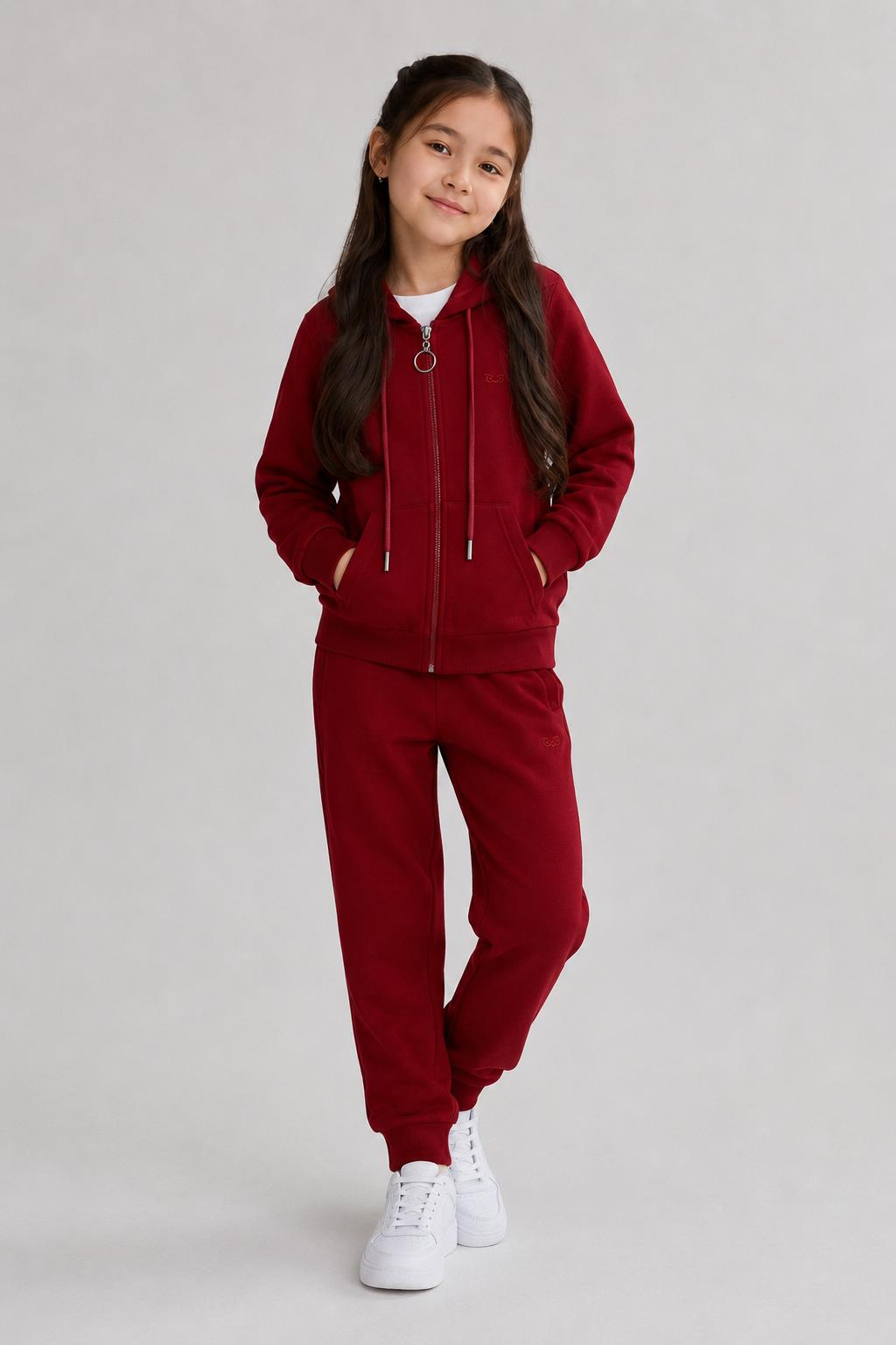 Baykuş Nakışlı Unisex 2'li Takım Bordo - 13 Yaş