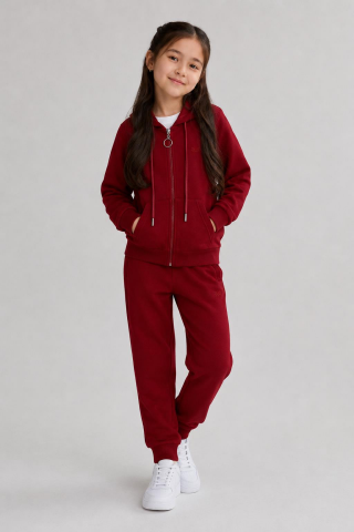 Baykuş Nakışlı Unisex 2'li Takım Bordo - 13 Yaş