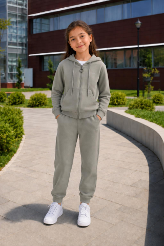 Baykuş Nakışlı Unisex 2'li Takım Gri - 1 Yaş