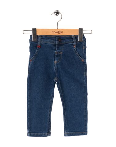 Mutlu Kids Erkek Bebek Kot Pantolon ORTA MAVİ - 6-9 Ay