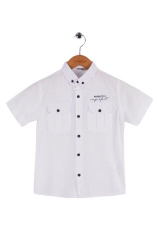 Mutlu Kids Kısa Kollu Erkek Çocuk Gömlek Beyaz - 11 Yaş