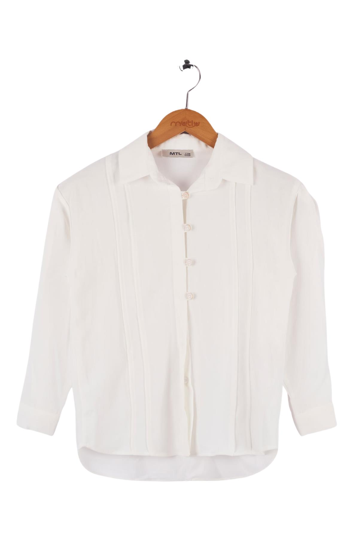 Mutlu Kids Uzun Kollu Kız Çocuk Gömlek Beyaz - 13 Yaş