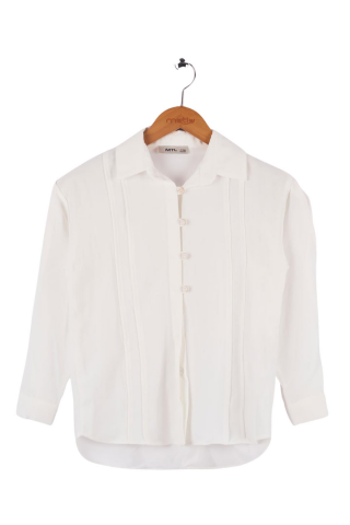 Mutlu Kids Uzun Kollu Kız Çocuk Gömlek Beyaz - 14 Yaş
