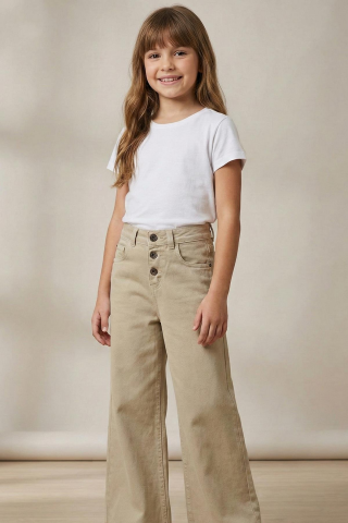 Mutlu Kids Kız Çocuk Wide Leg Kot Pantolon Yeşil - 15 Yaş