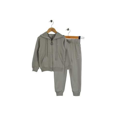 Baykuş Nakışlı Unisex 2'li Takım Gri - 4 Yaş
