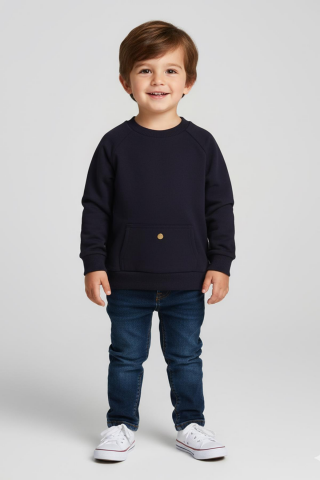 Mutlu Kids Cep Detaylı Erkek Bebek Sweatshirt Lacivert - 6-9 Ay
