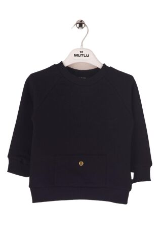 Mutlu Kids Cep Detaylı Erkek Bebek Sweatshirt Lacivert - 6-9 Ay