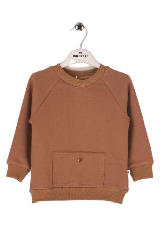 Mutlu Kids Cep Detaylı Erkek Bebek Sweatshirt Vizon - 12-18 Ay