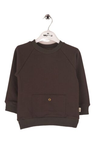 Mutlu Kids Cep Detaylı Erkek Bebek Sweatshirt Haki - 6-9 Ay
