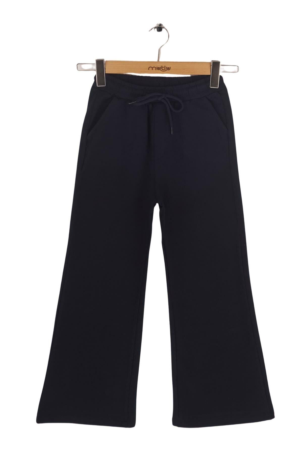 Mutlu Kids Kız Çocuk Wide Leg  Eşofman Altı Siyah - 10 Yaş