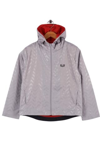 Mutlu Kids Zig Zak Desenli Erkek Çocuk Yağmurluk GÜMÜŞ - 7 Yaş