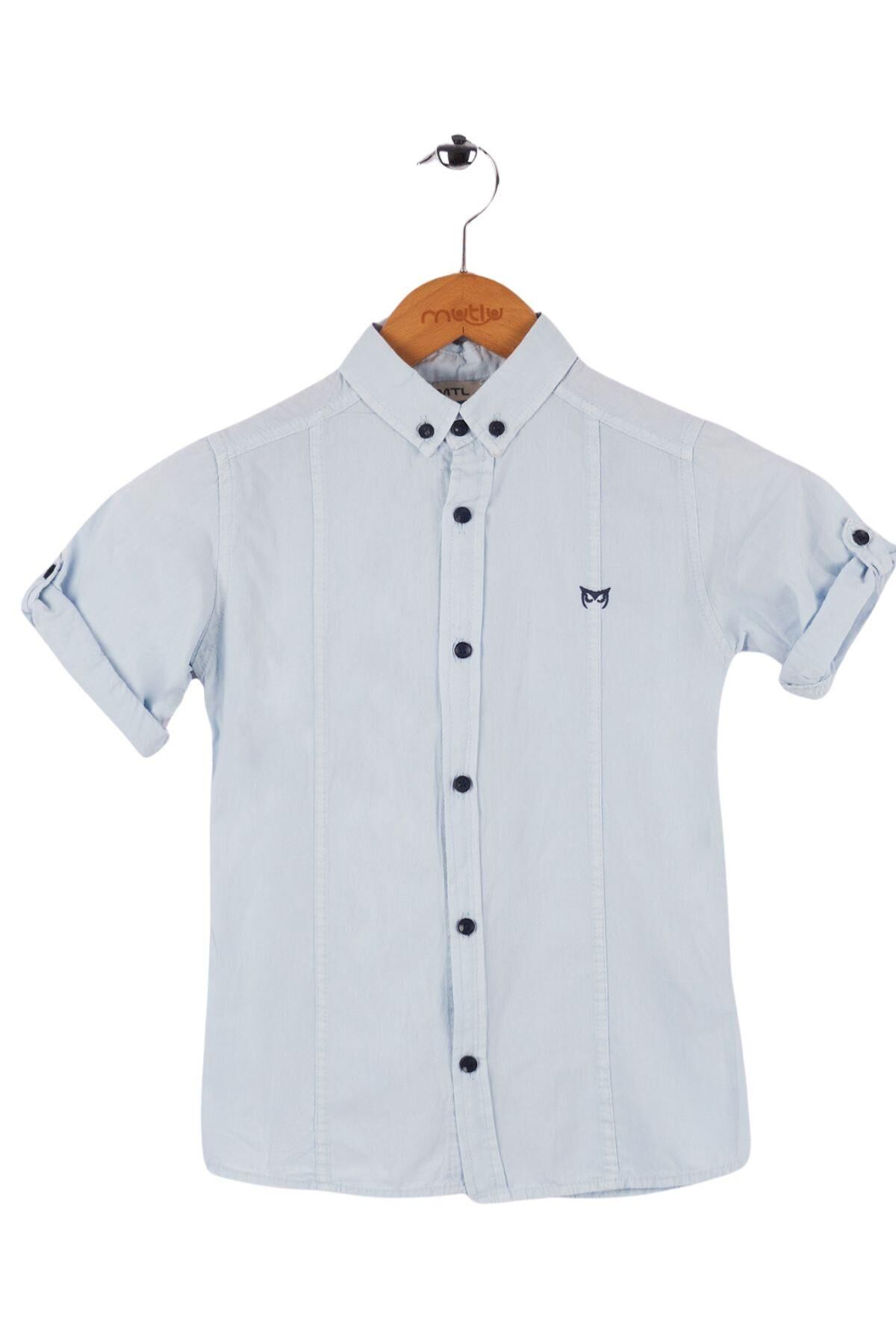 Mutlu Kids Kısa Kollu Erkek Çocuk Gömlek BEBE MAVİ - 11 Yaş