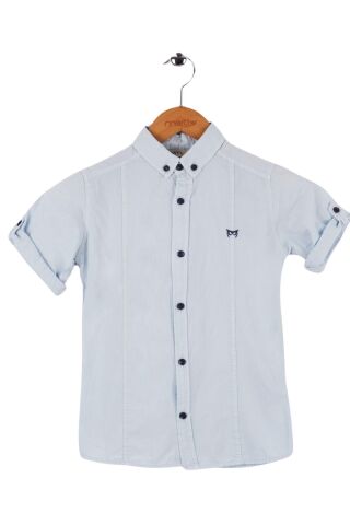 Mutlu Kids Kısa Kollu Erkek Çocuk Gömlek BEBE MAVİ - 11 Yaş